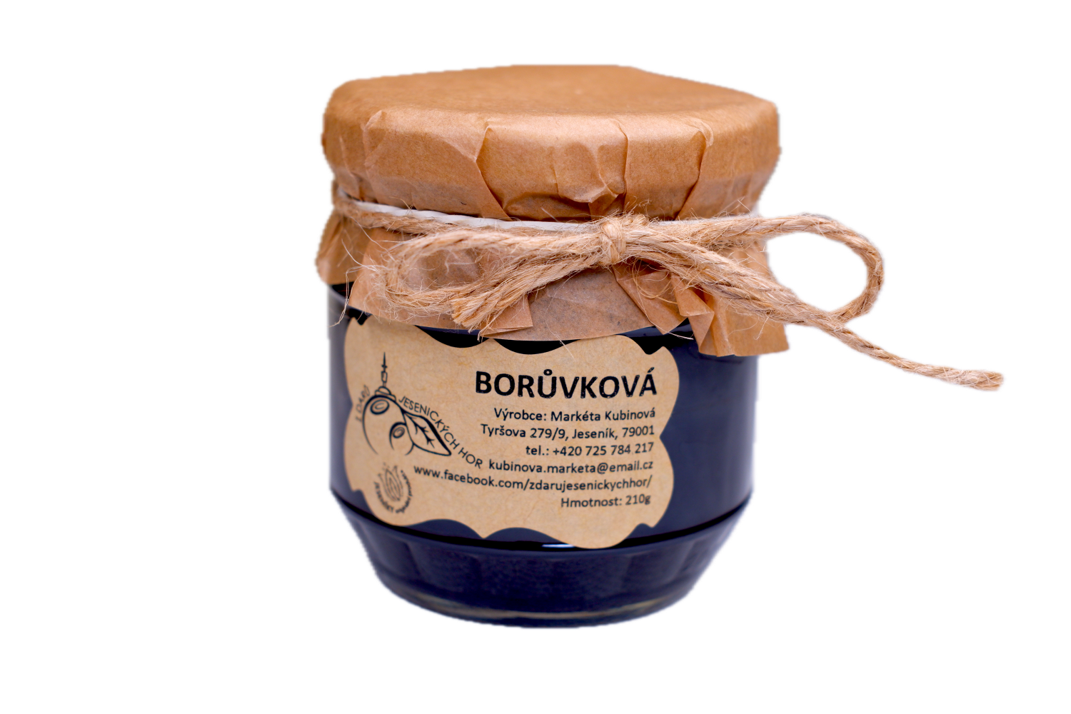 Z darů jesenických hor – borůvková marmeláda (210 g) – 70 % horského ovoce v každé lžičce